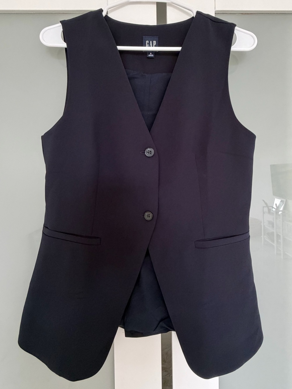 Gap Longline Twill Vest Navy Blue